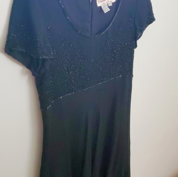 Vintage Beaded Silk Black Dress - Picture 4 of 9